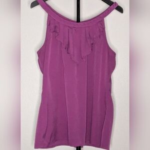 Banana Republic XL Purple Ruffle Neck Sleeveless Blouse